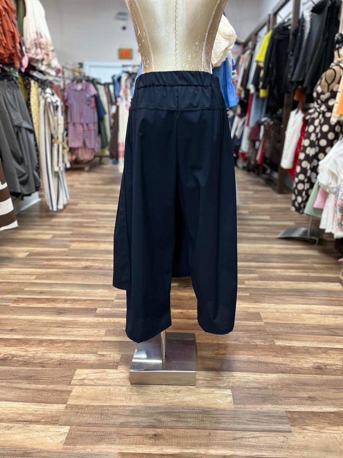 Pleated Overlay Wide-Leg Pants