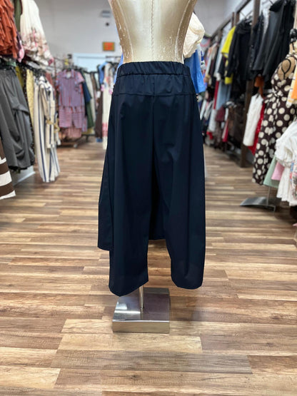 Pleated Overlay Wide-Leg Pants