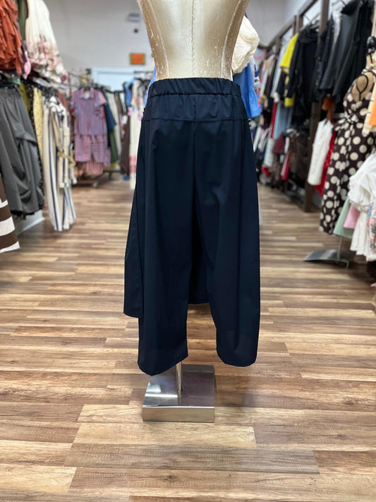 Pleated Overlay Wide-Leg Pants