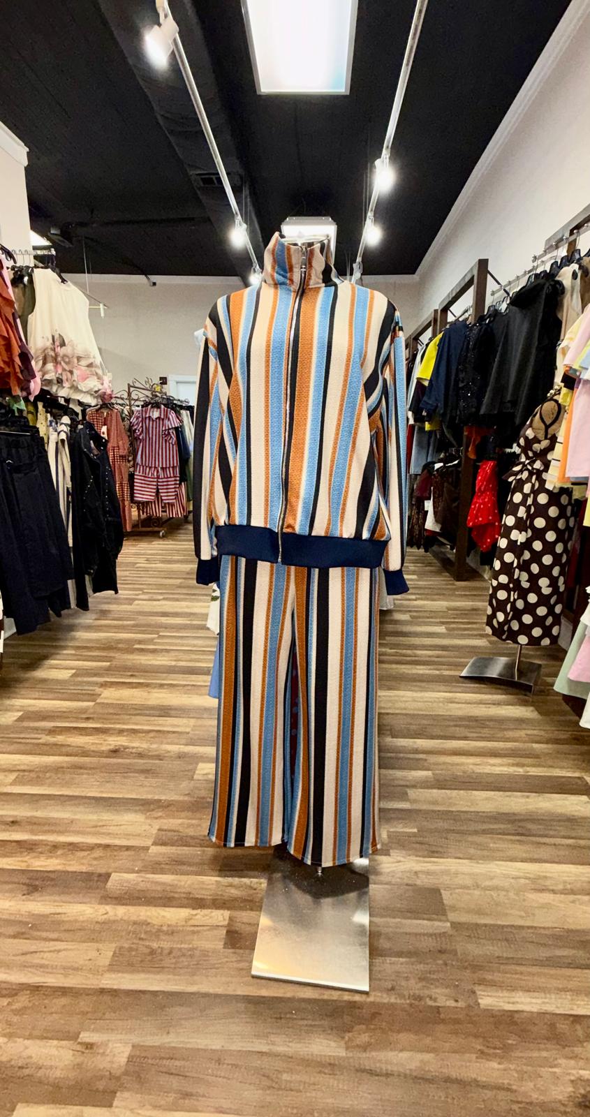 Striped Zip-Up Set