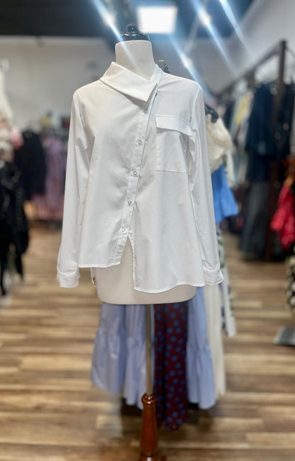 Asymmetrical Collar Shirt