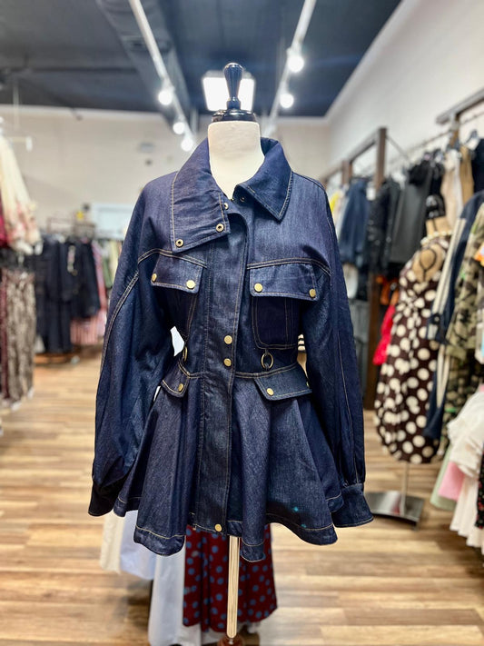 Pleated Denim Jacket
