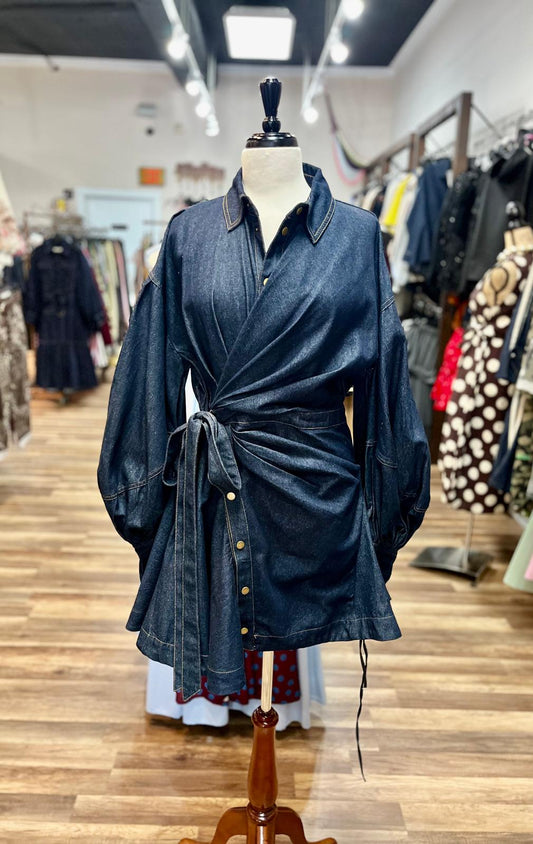 Denim Wrap Shirt Dresss
