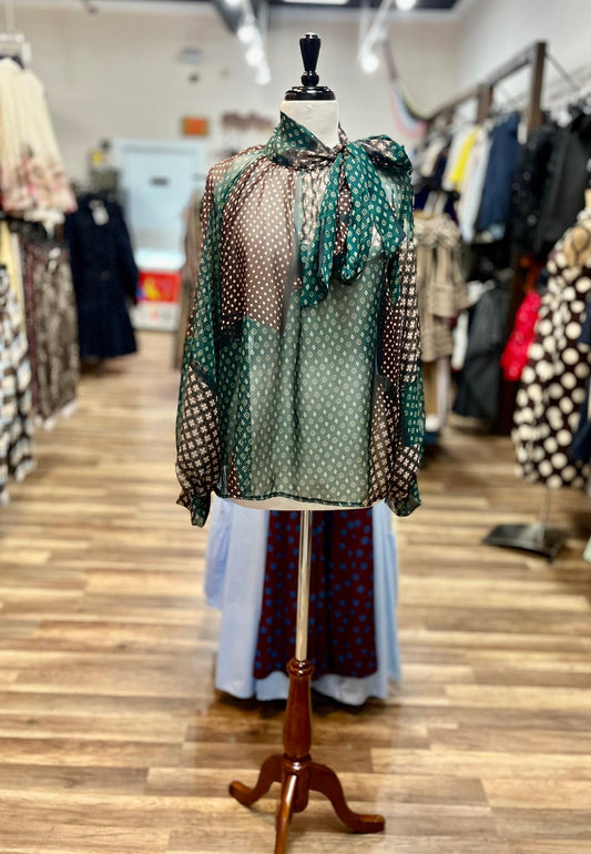 Printed Bow Neck Blouse