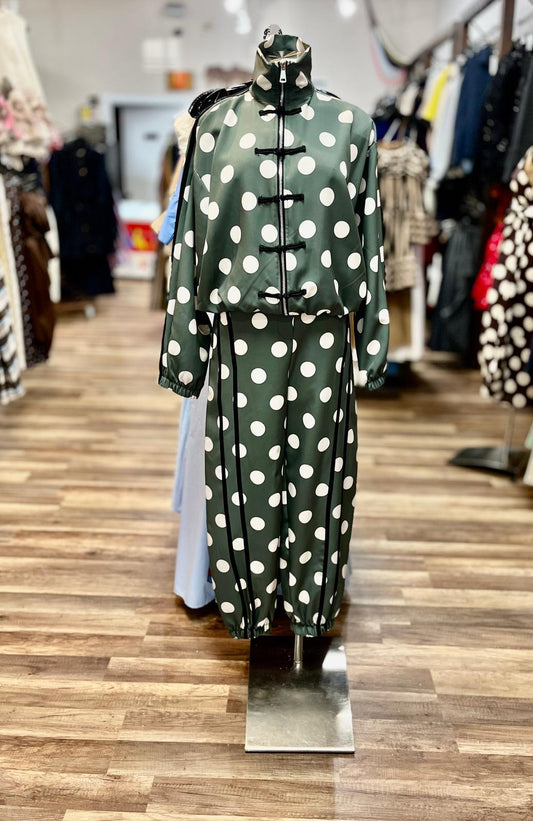 Polka Dot  Mandarin Collar Set