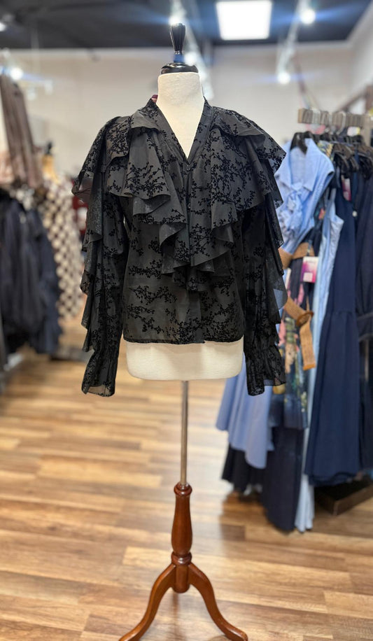 Ruffled  Flocked Blouse