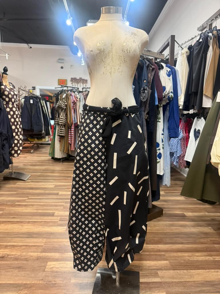 Mixed Print Wide Leg Pants
