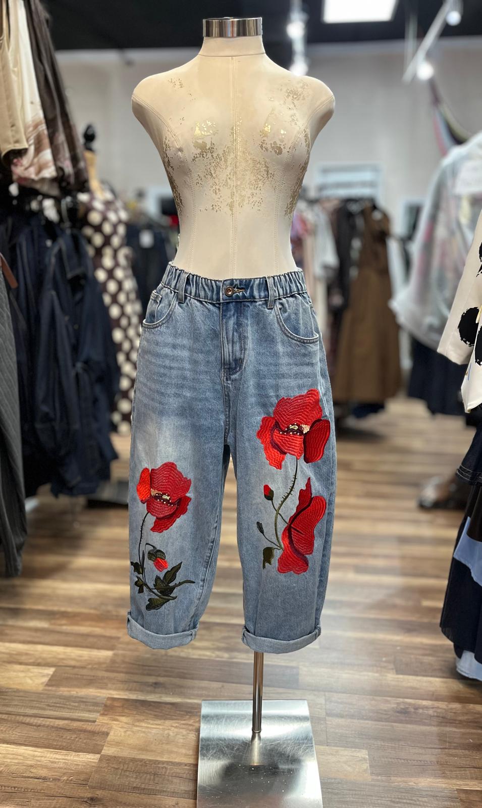 Floral Capri Jeans