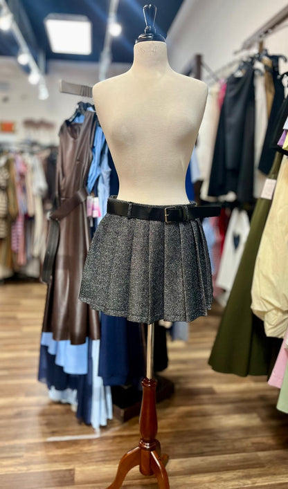 Glitter Pleated Mini Skirt