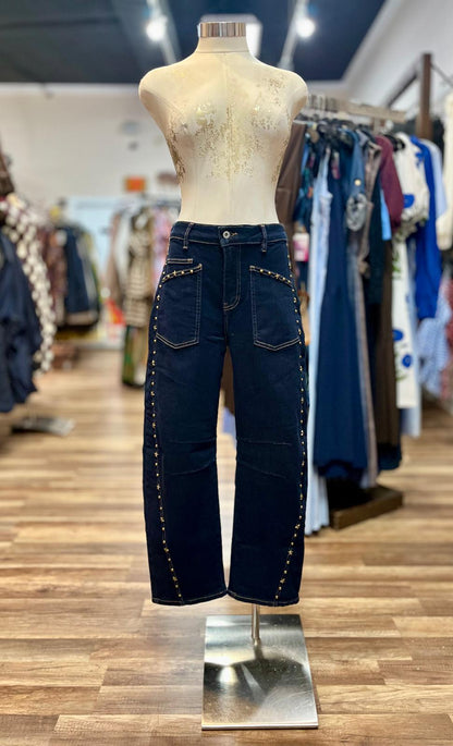 Studded Barrel Jeans