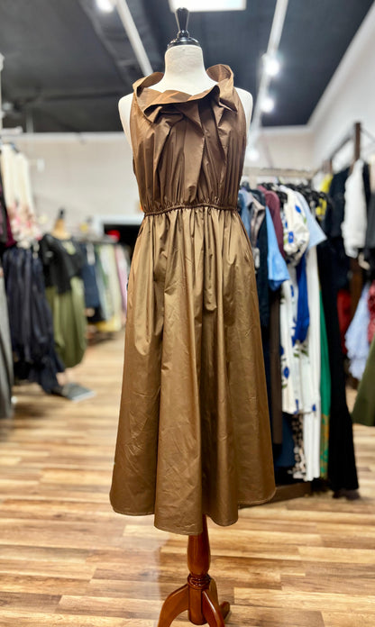 Ruffle Neck Midi Dress