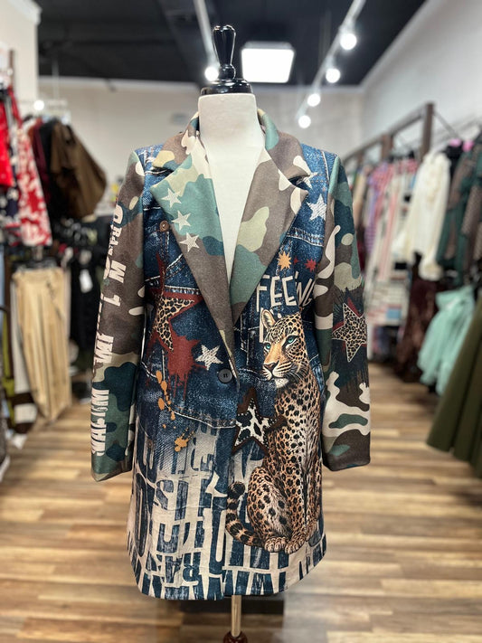 Camo Leopard Graphic Coat