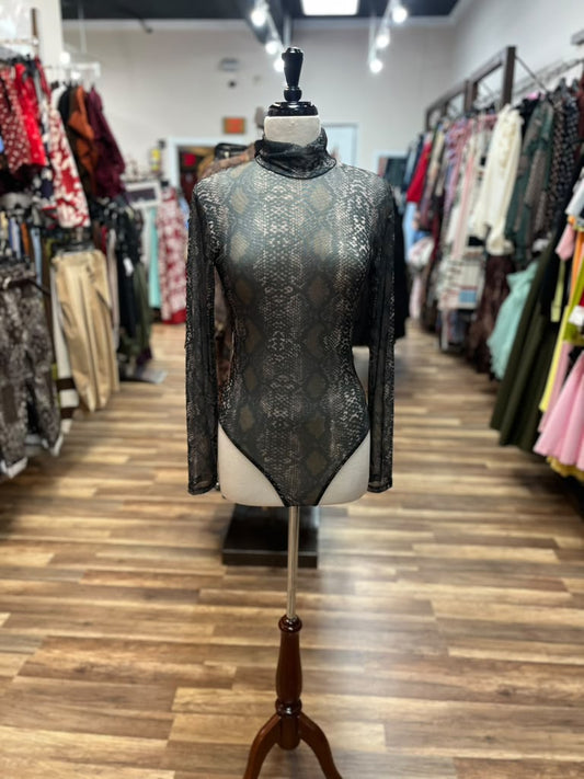 Snake Print Mesh Bodysuit