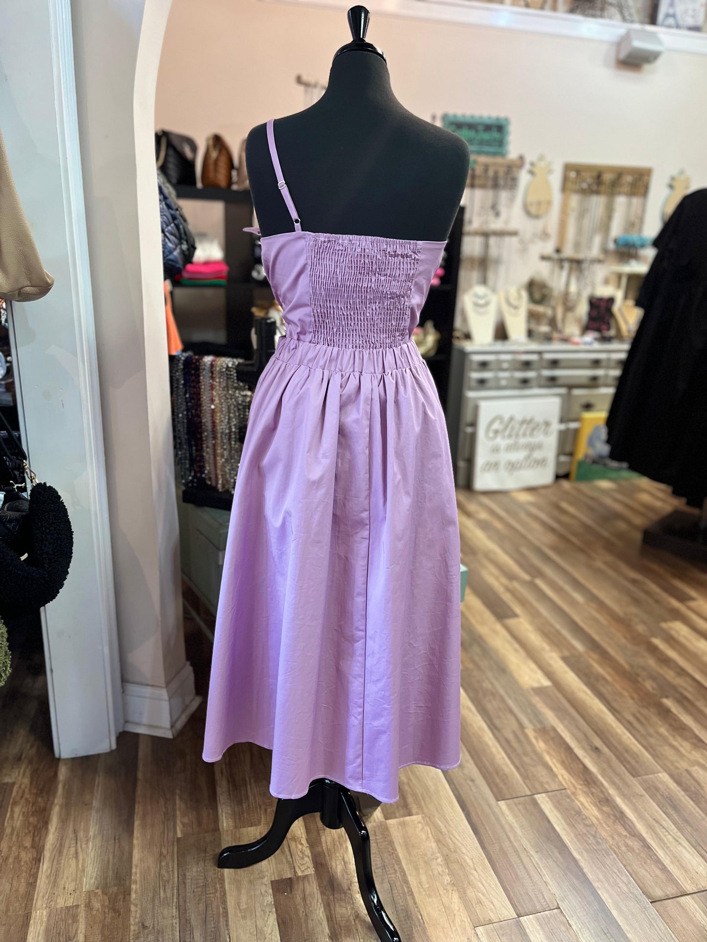 NO SLEEVES PURPLE DRESS