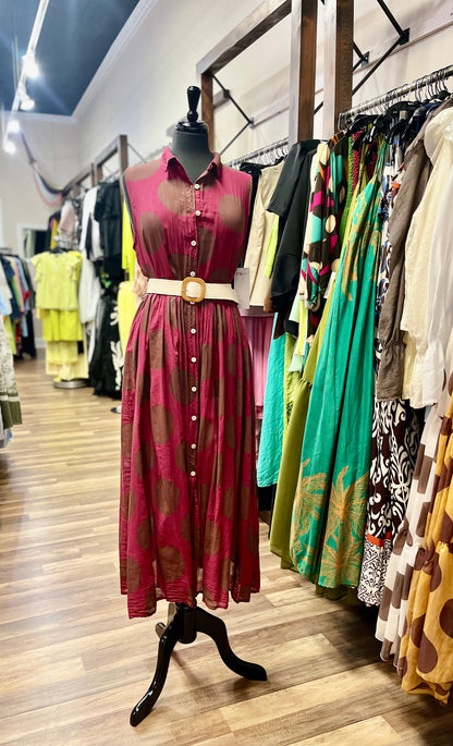 Polka Dot Button-Down Shirt Dress