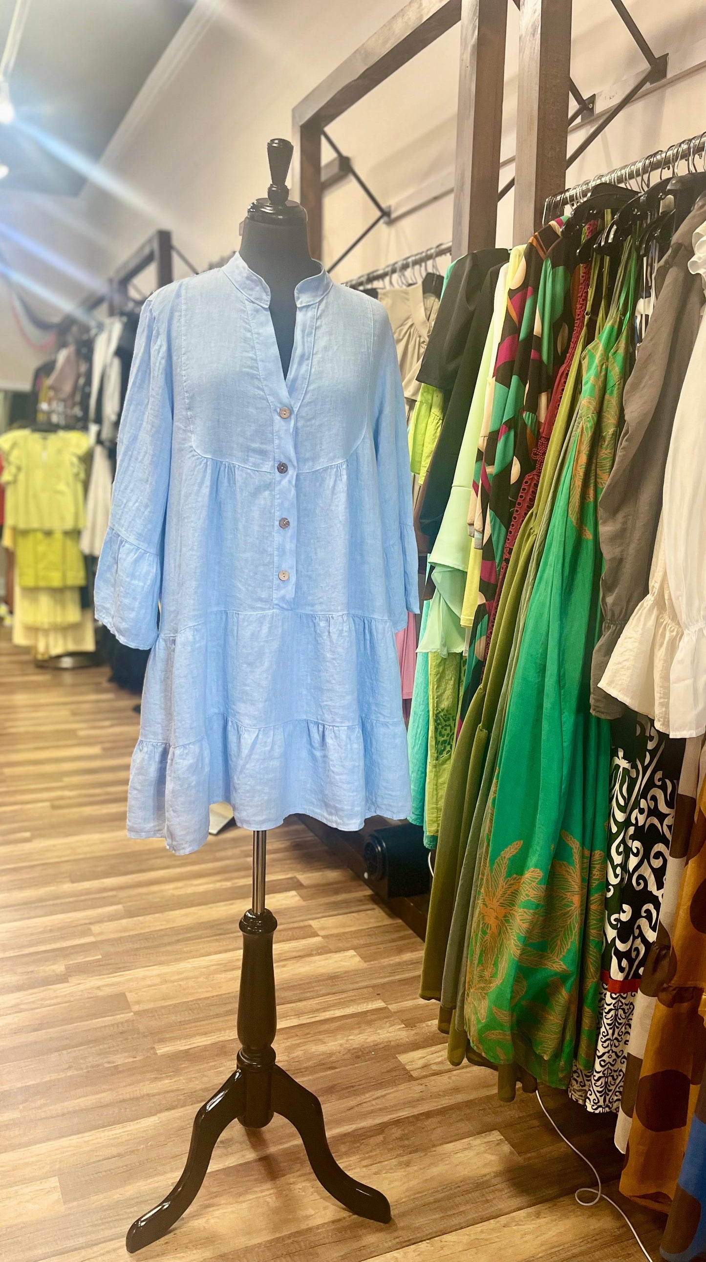 Tiered Linen Tunic Dress