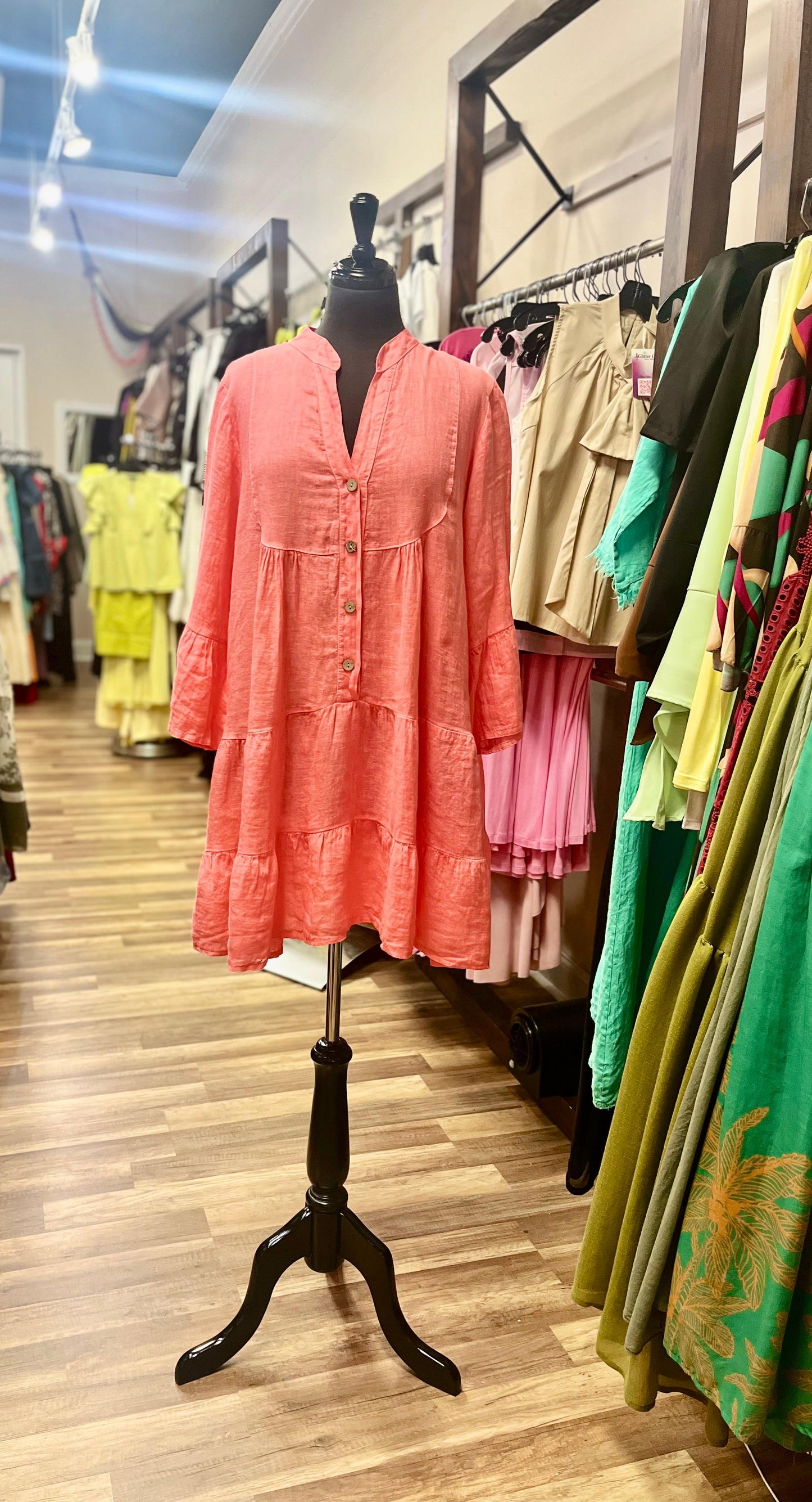 Tiered Linen Tunic Dress