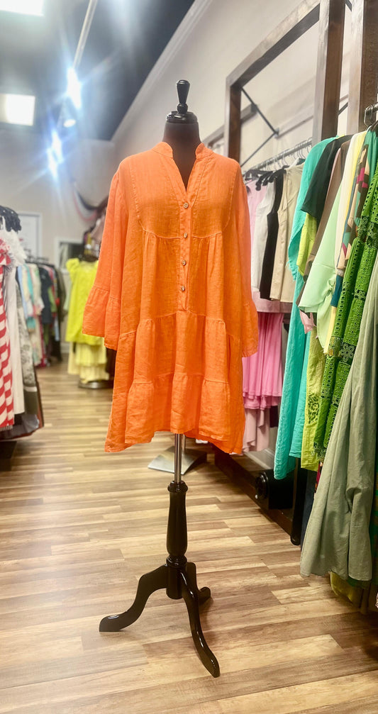 Tiered Linen Tunic Dress
