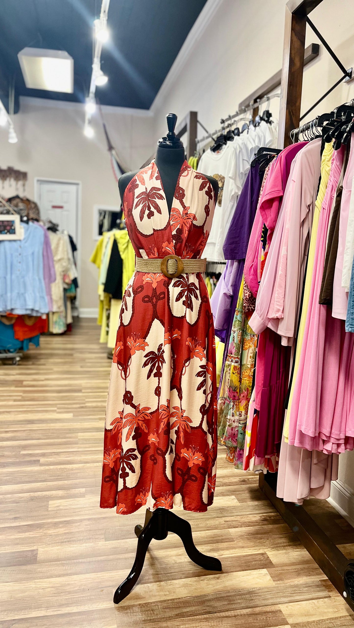 Halter Neck Floral Print Maxi Dress