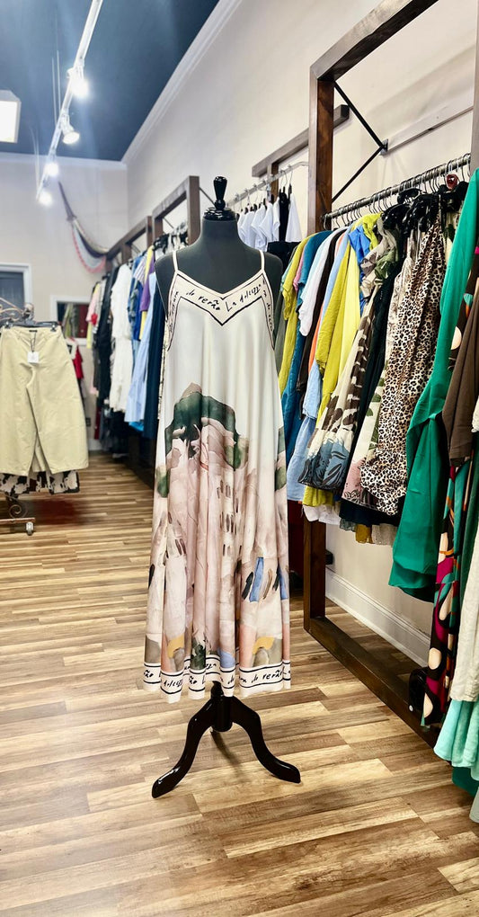 Sleeveless Abstract Print Maxi Dress