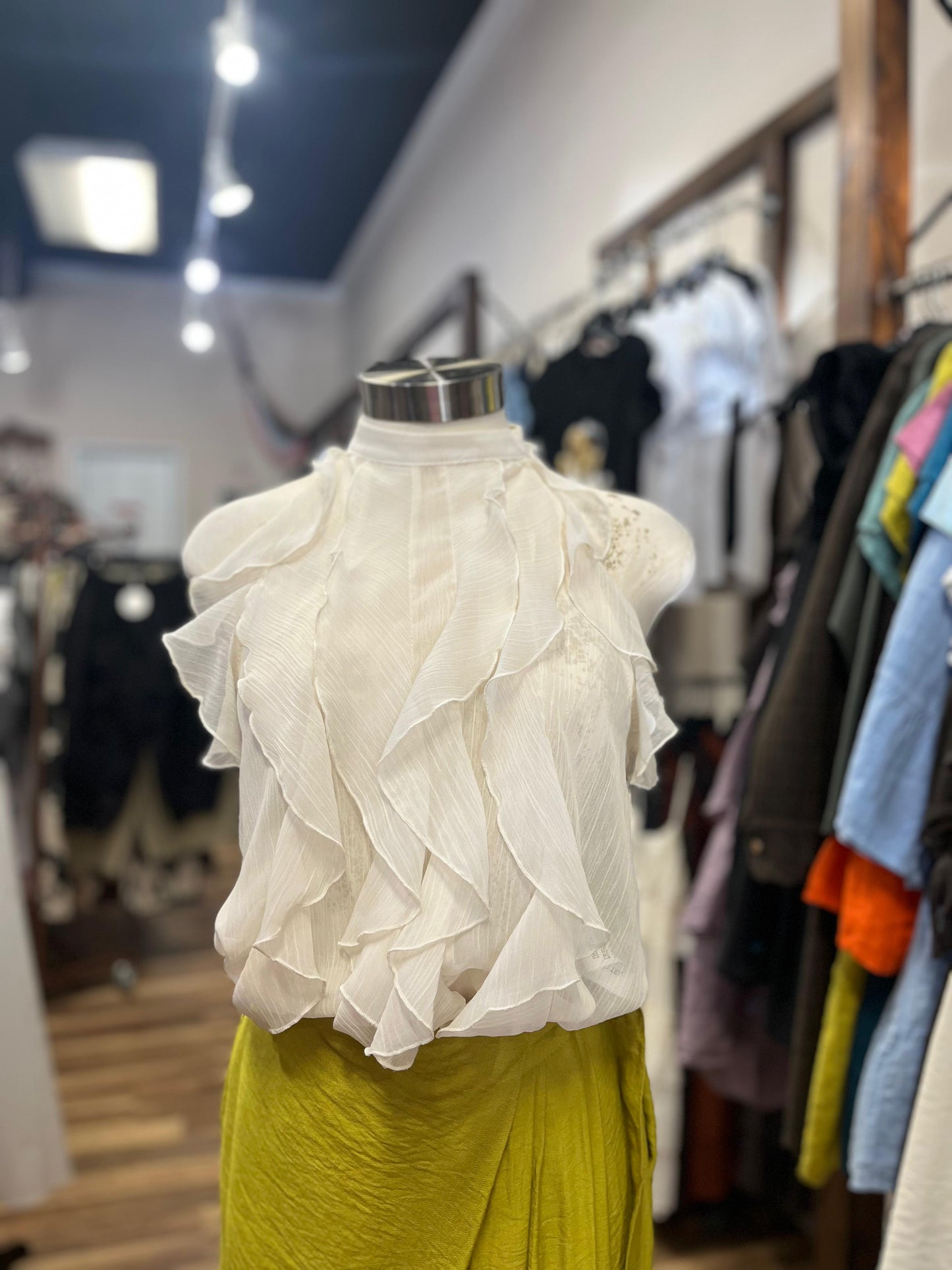 High Neck Ruffle Blouse