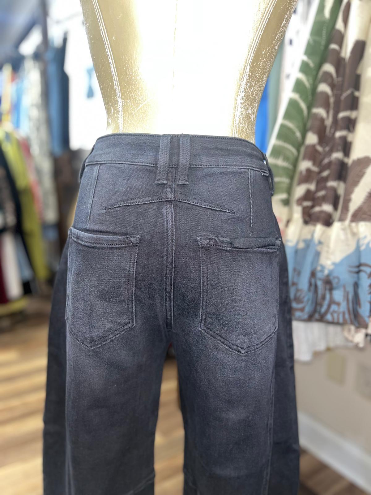 High Rise Crop Barrel Cuffed Jeans