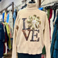Sequin Flower Love Turtleneck Sweater