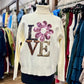 Sequin Flower Love Turtleneck Sweater