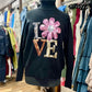 Sequin Flower Love Turtleneck Sweater
