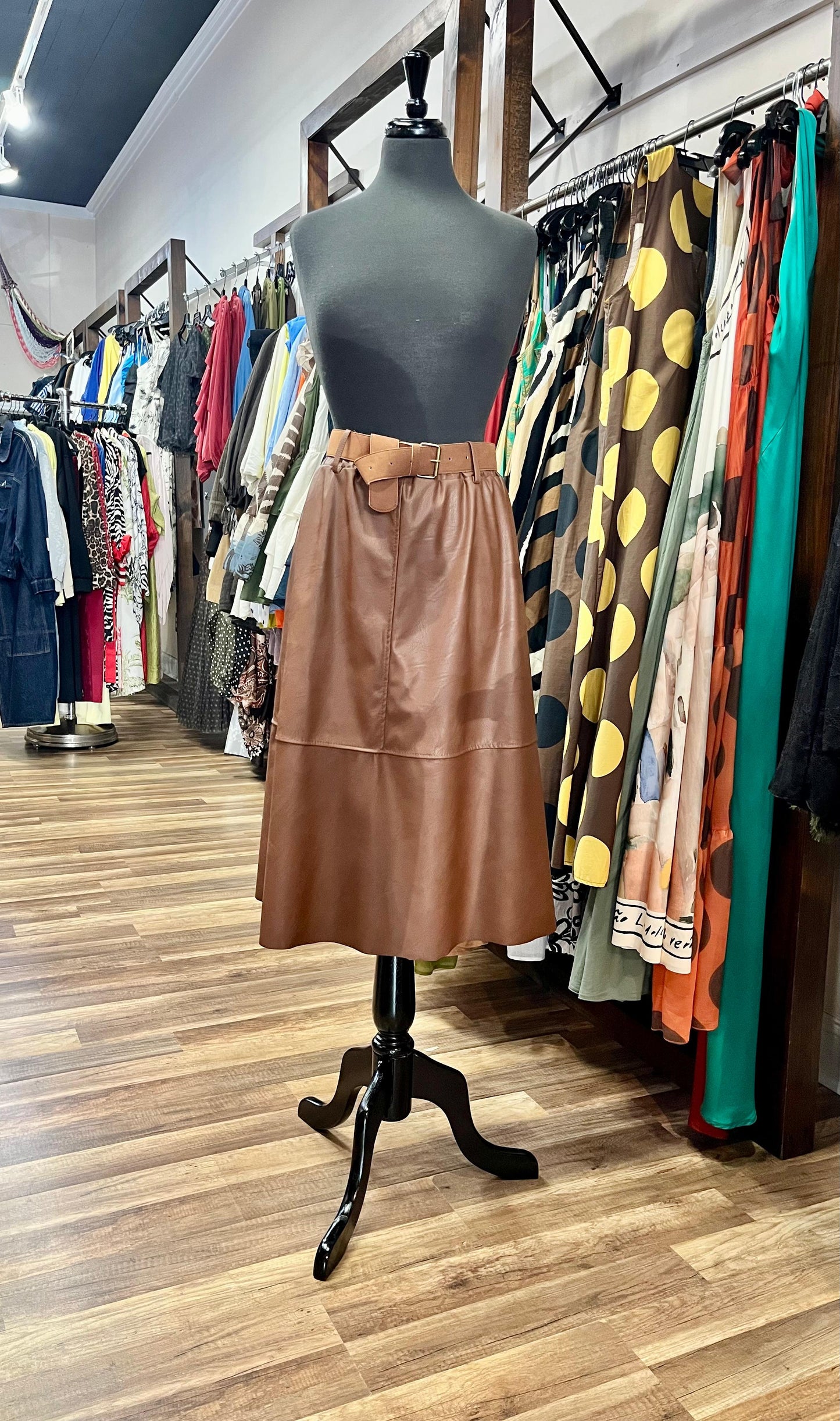A-line midi skirt with belt