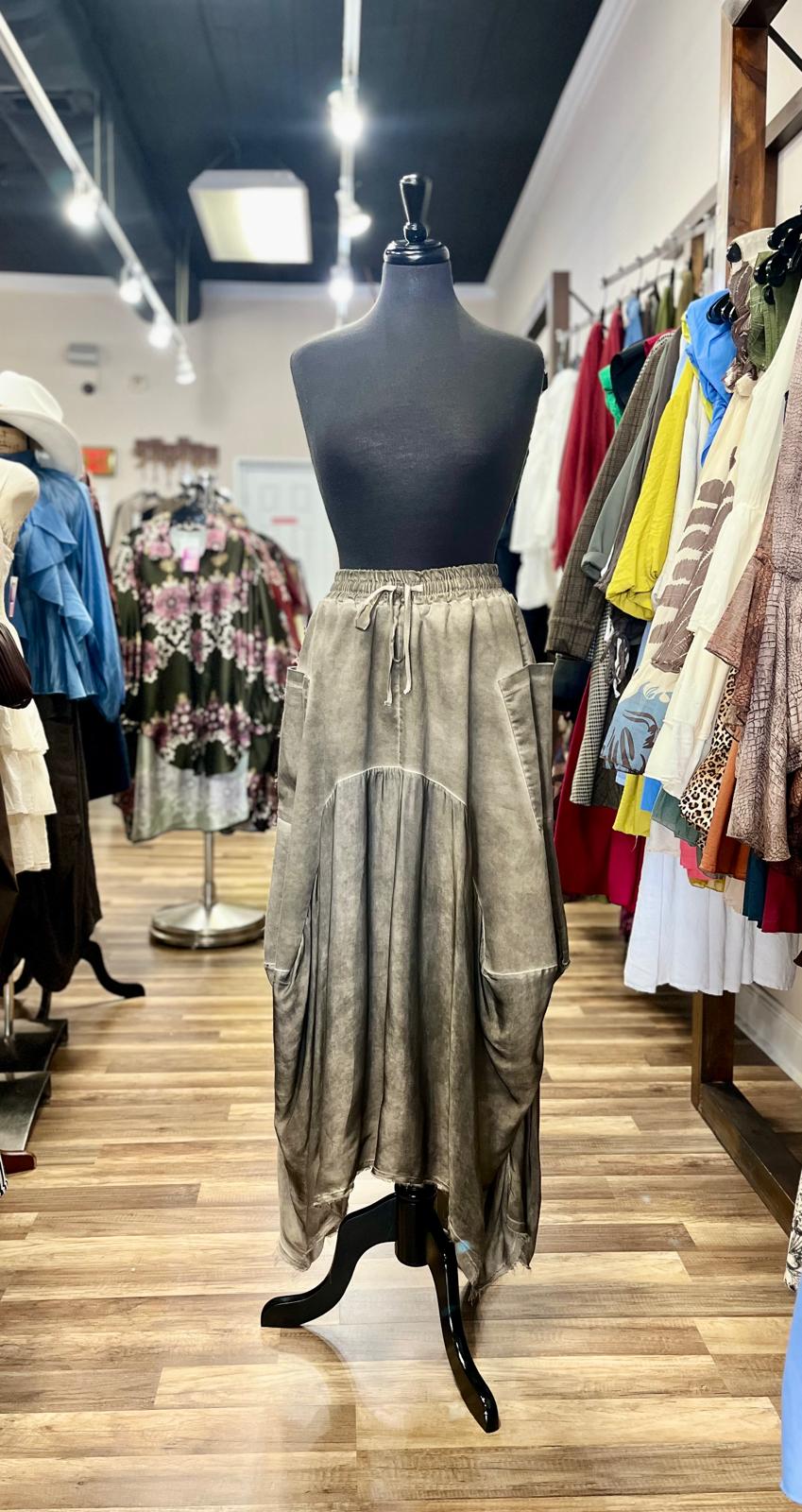 Washed Effect Fabric Skirt