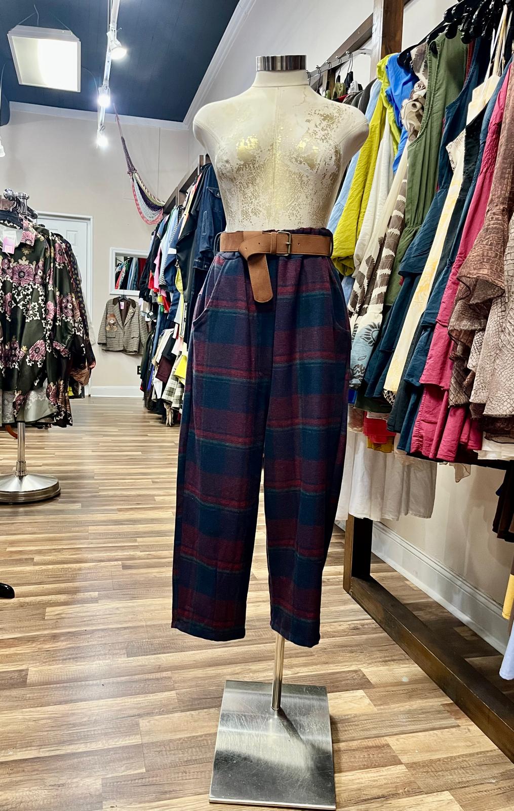 Plaid Sleeveless Blazer and Pant Set