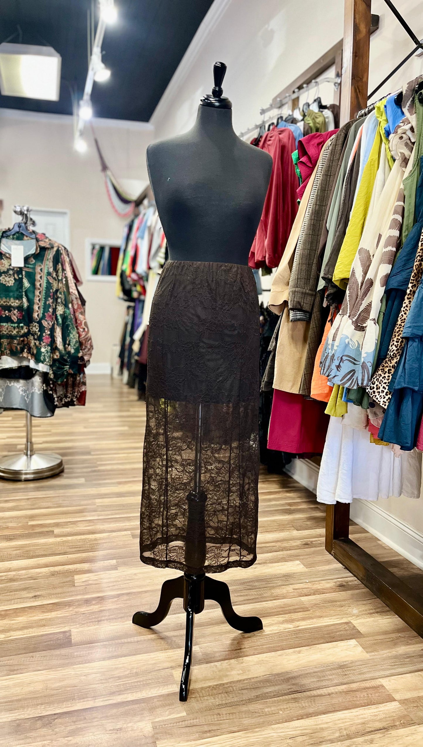 Sheer Lace Midi Skirt