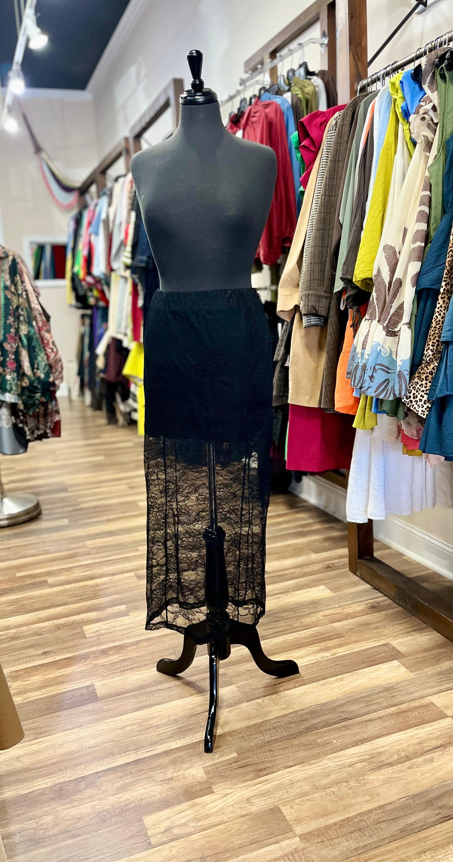 Sheer Lace Midi Skirt