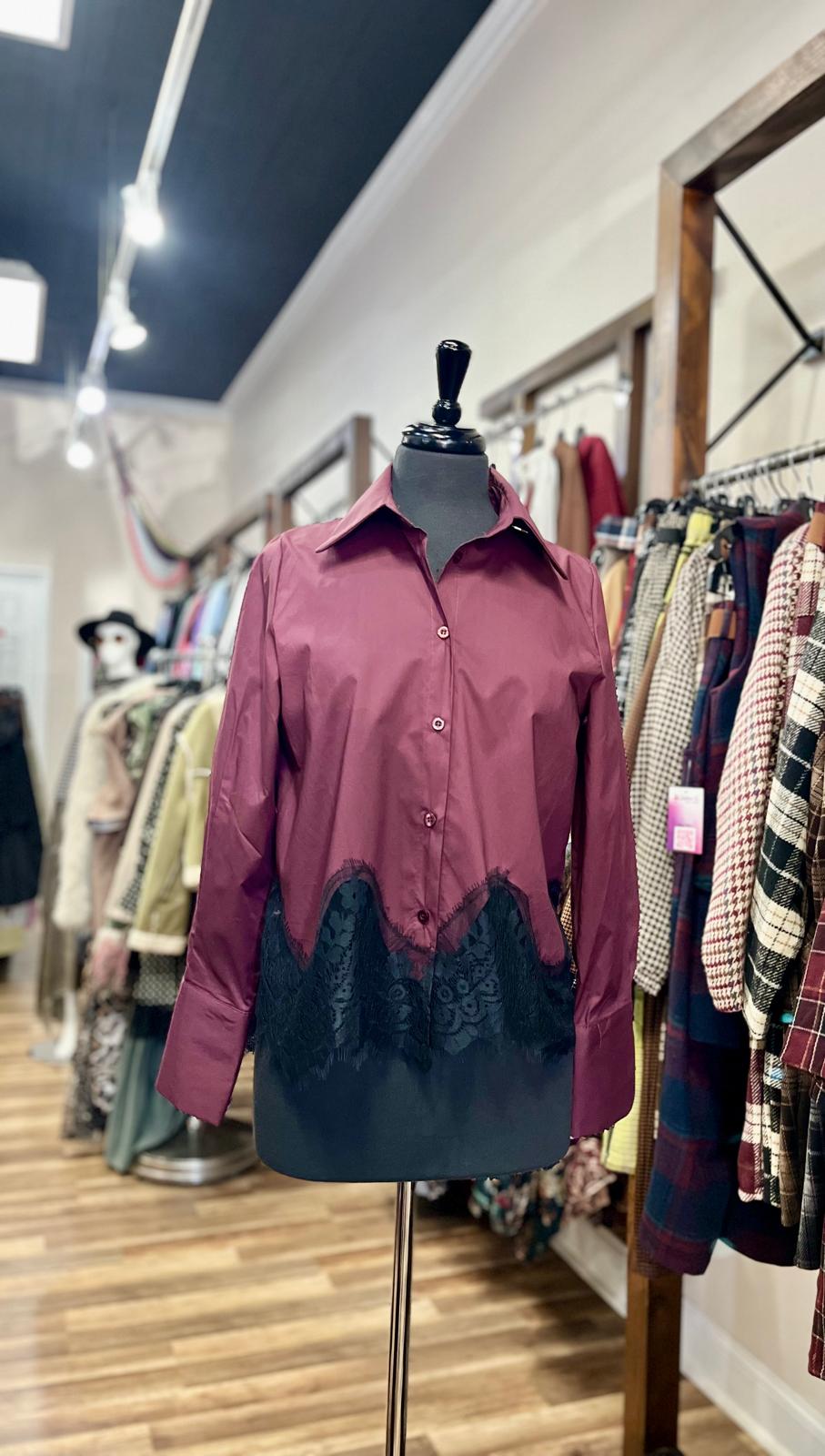 Shirt with Lace Hem Detail