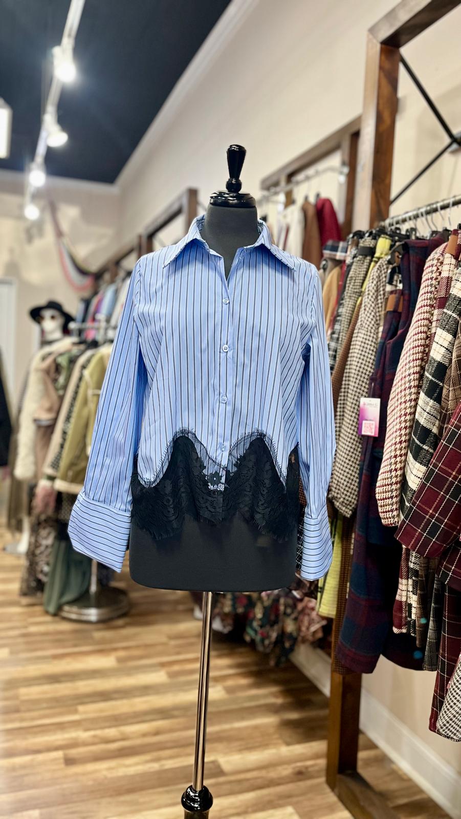 Shirt with Lace Hem Detail