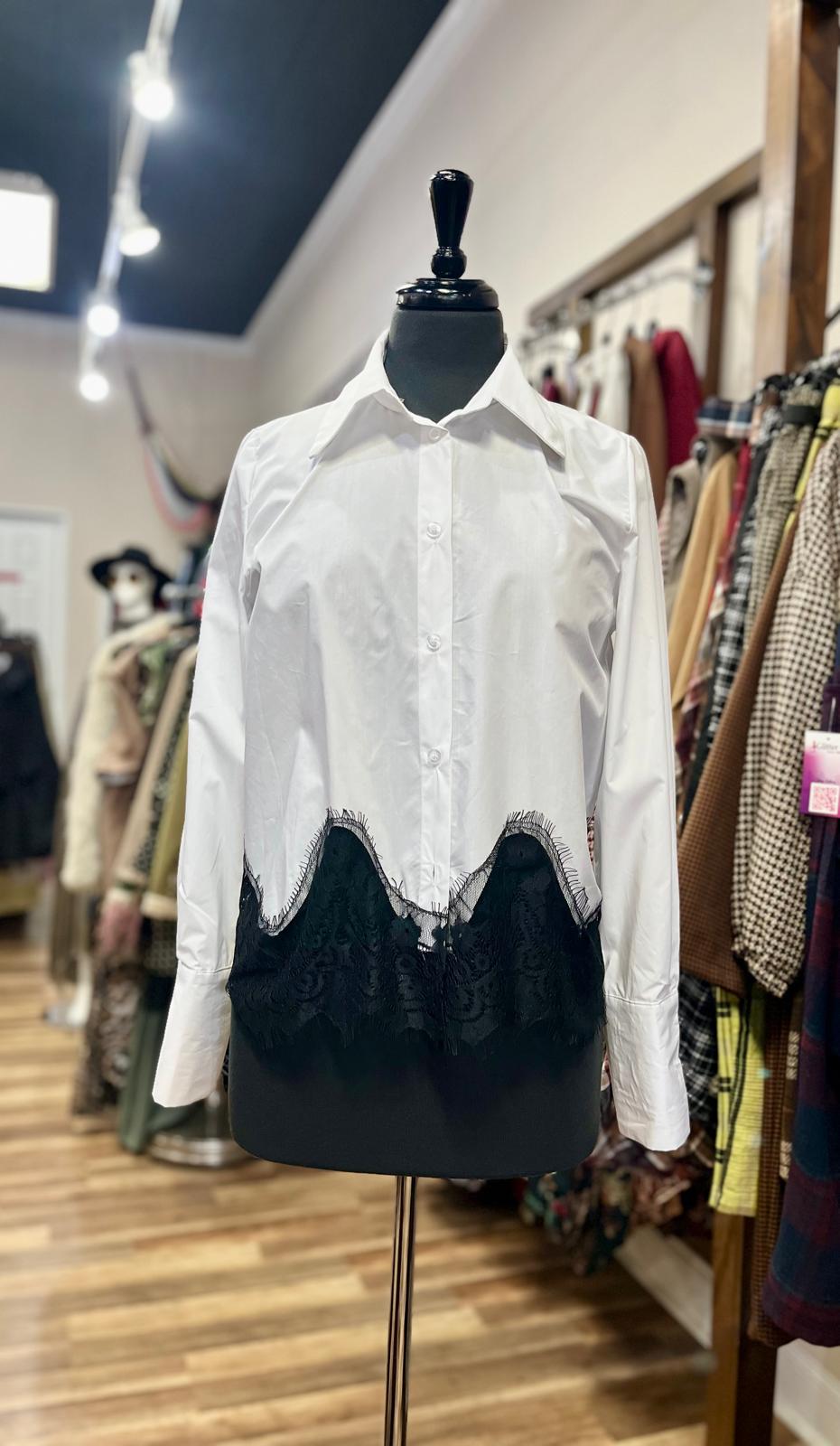 Shirt with Lace Hem Detail