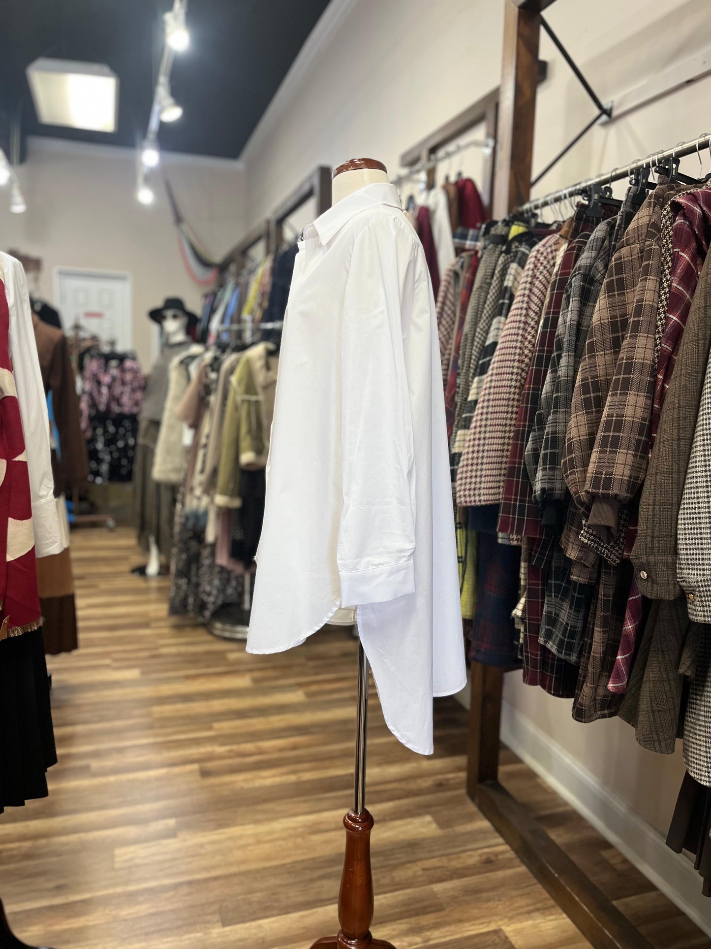 Asymmetric Button-Down Tunic Shirt