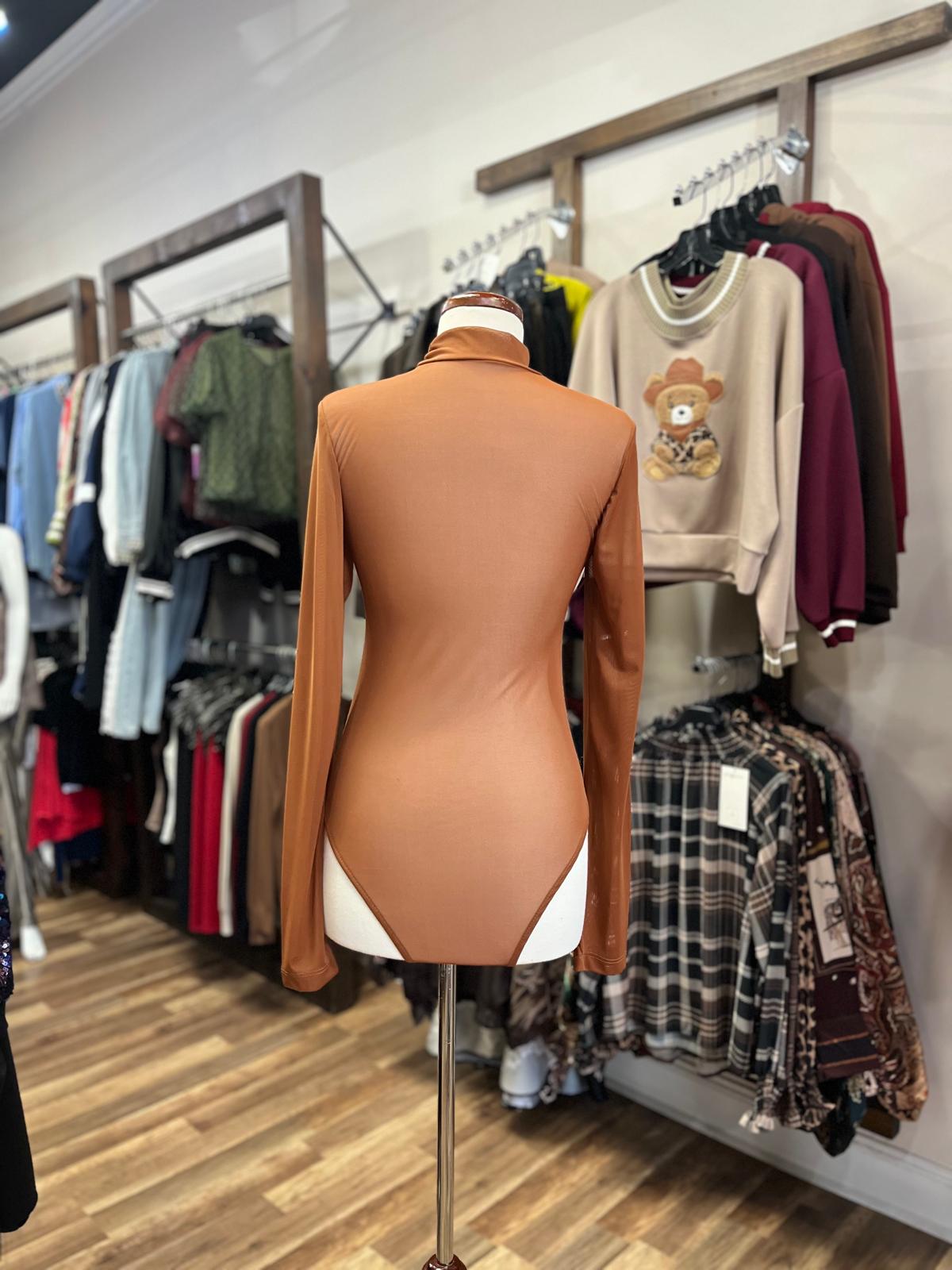 Long Sleeve Mock Neck Cut-Out Bodysuit