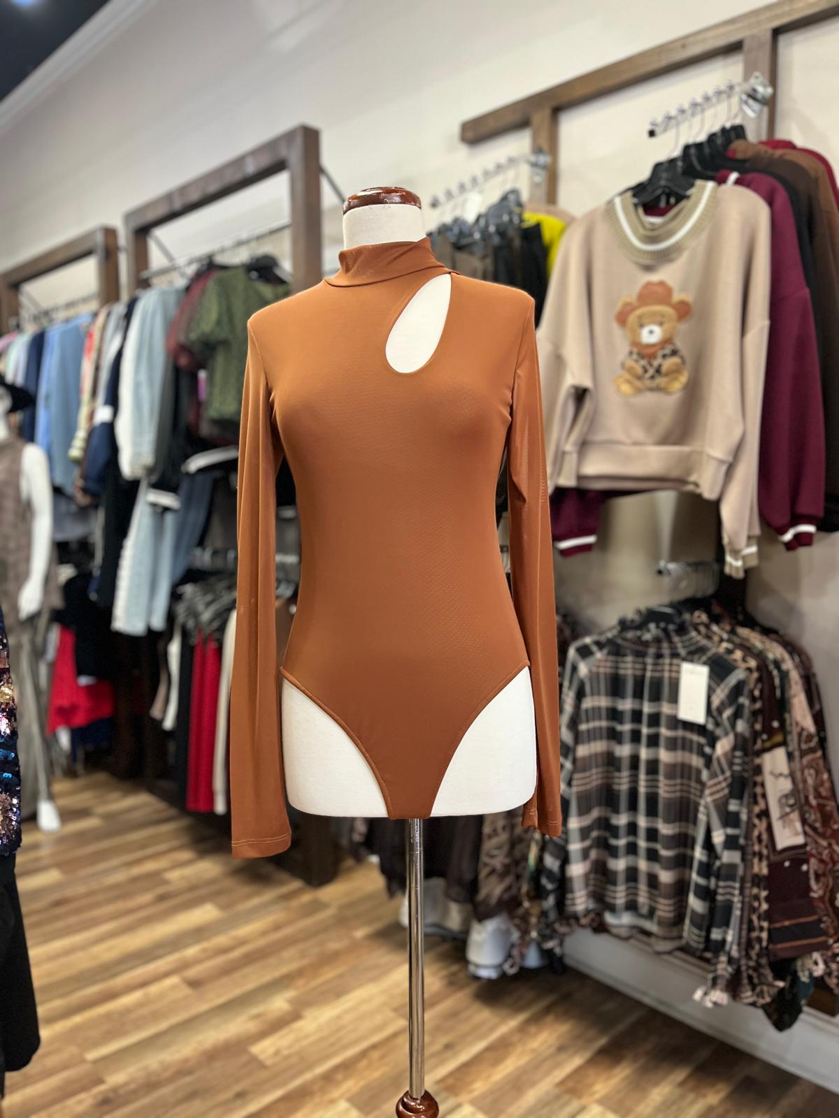 Long Sleeve Mock Neck Cut-Out Bodysuit