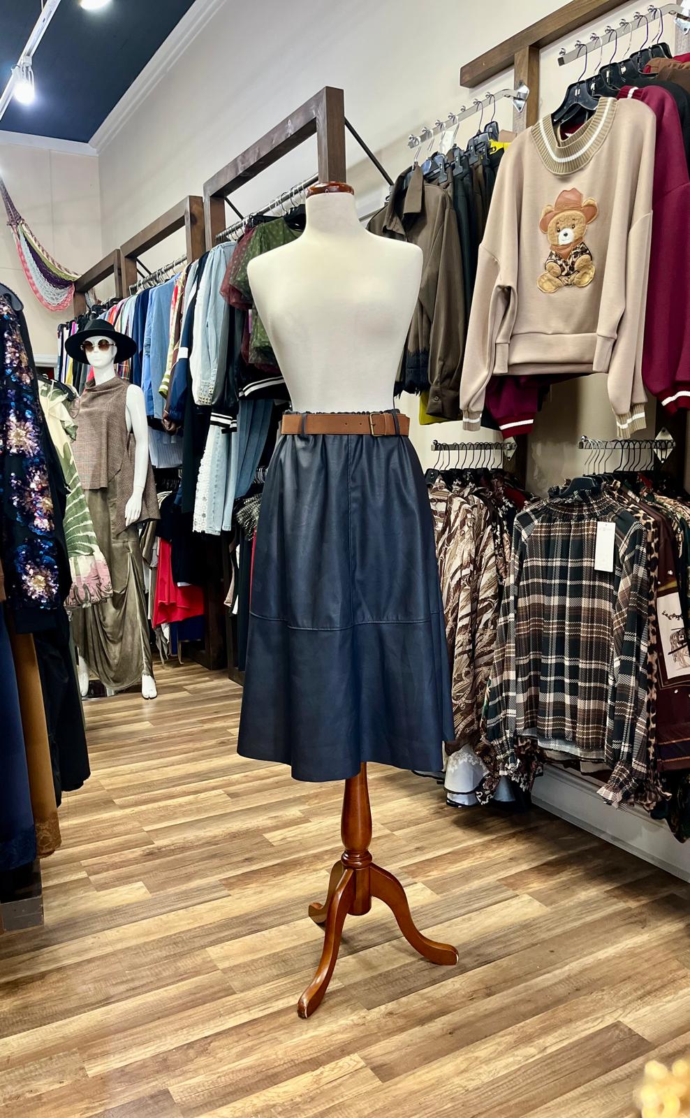 A-line midi skirt with belt