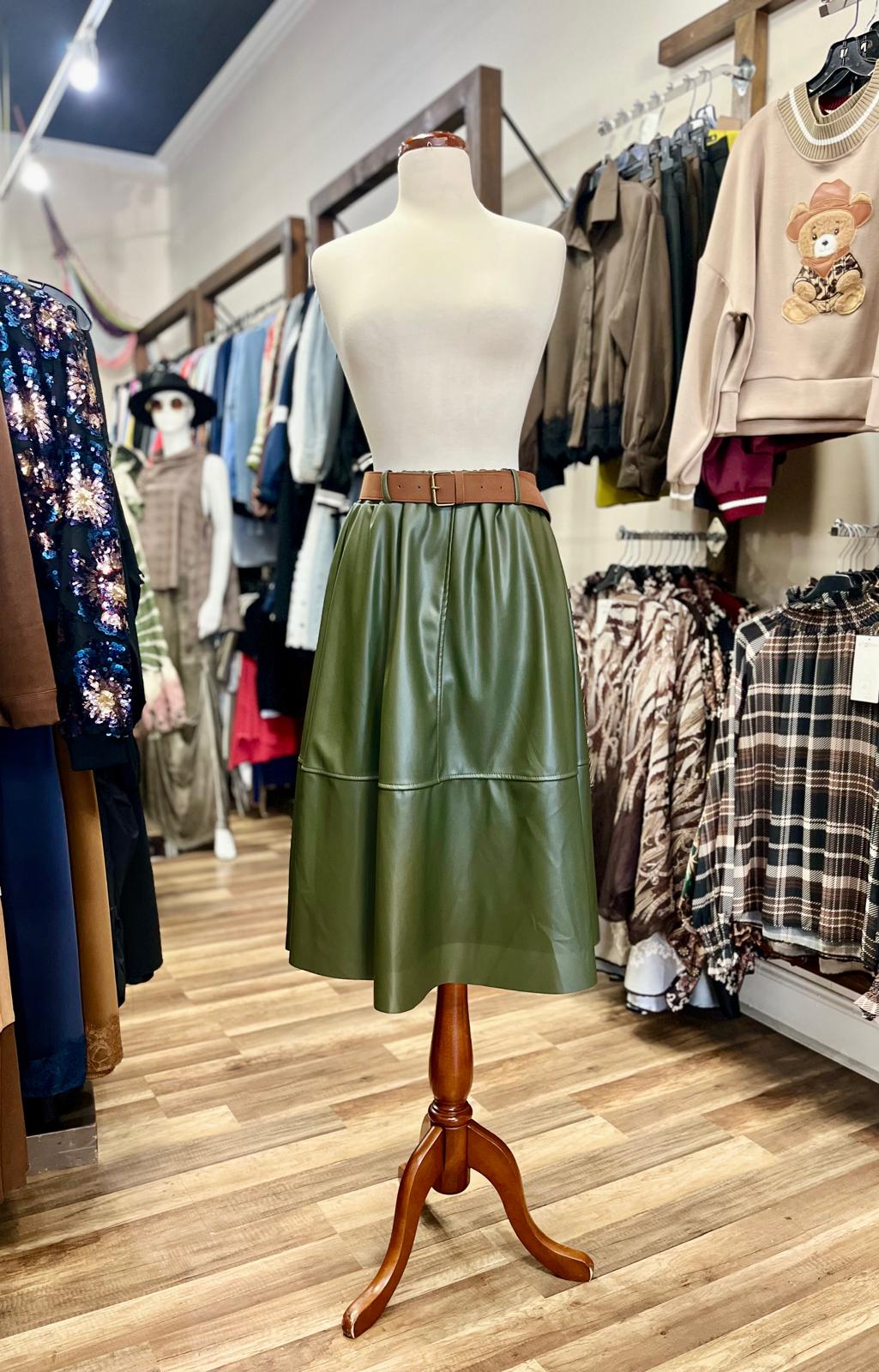 A-line midi skirt with belt