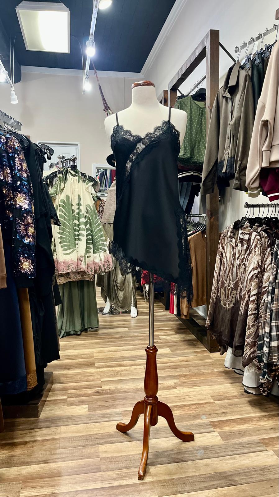 Asymmetrical Lace Slip Top