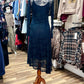 Long Sleeve High-Neck Lace Midi Dress