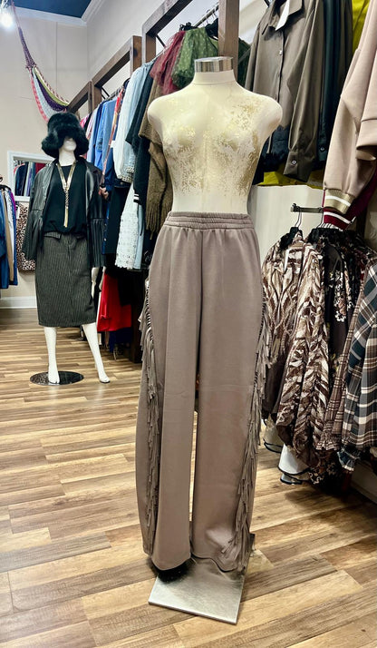 Fringe -Trim Wide-Leg Pant