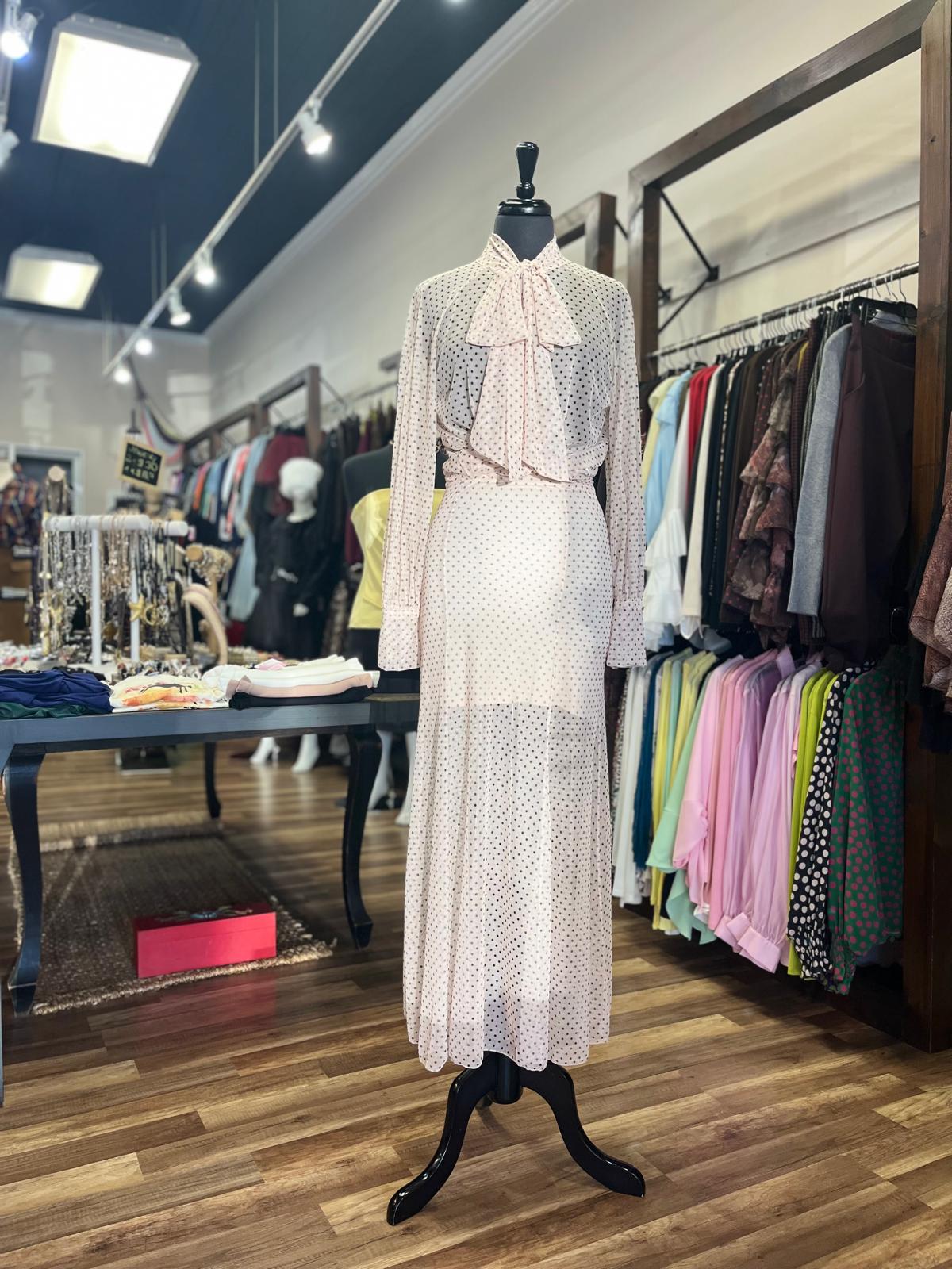 Polka Dot Blouse & Midi Skirt Set