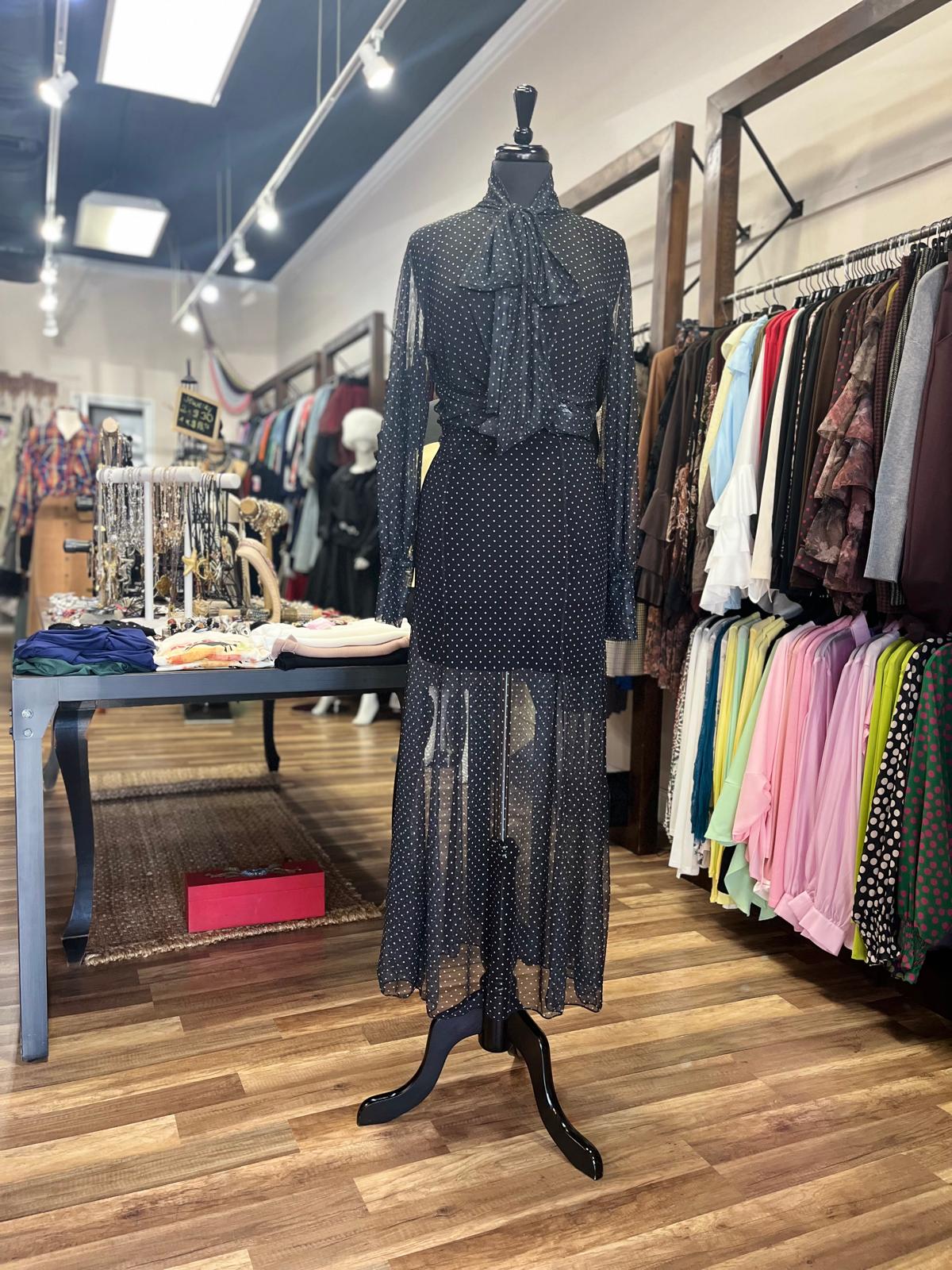 Polka Dot Blouse & Midi Skirt Set