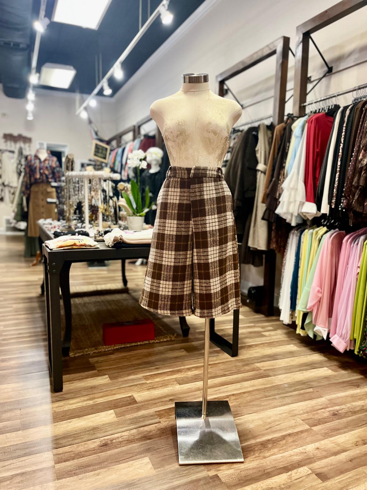 High-Waisted Plaid Culottes