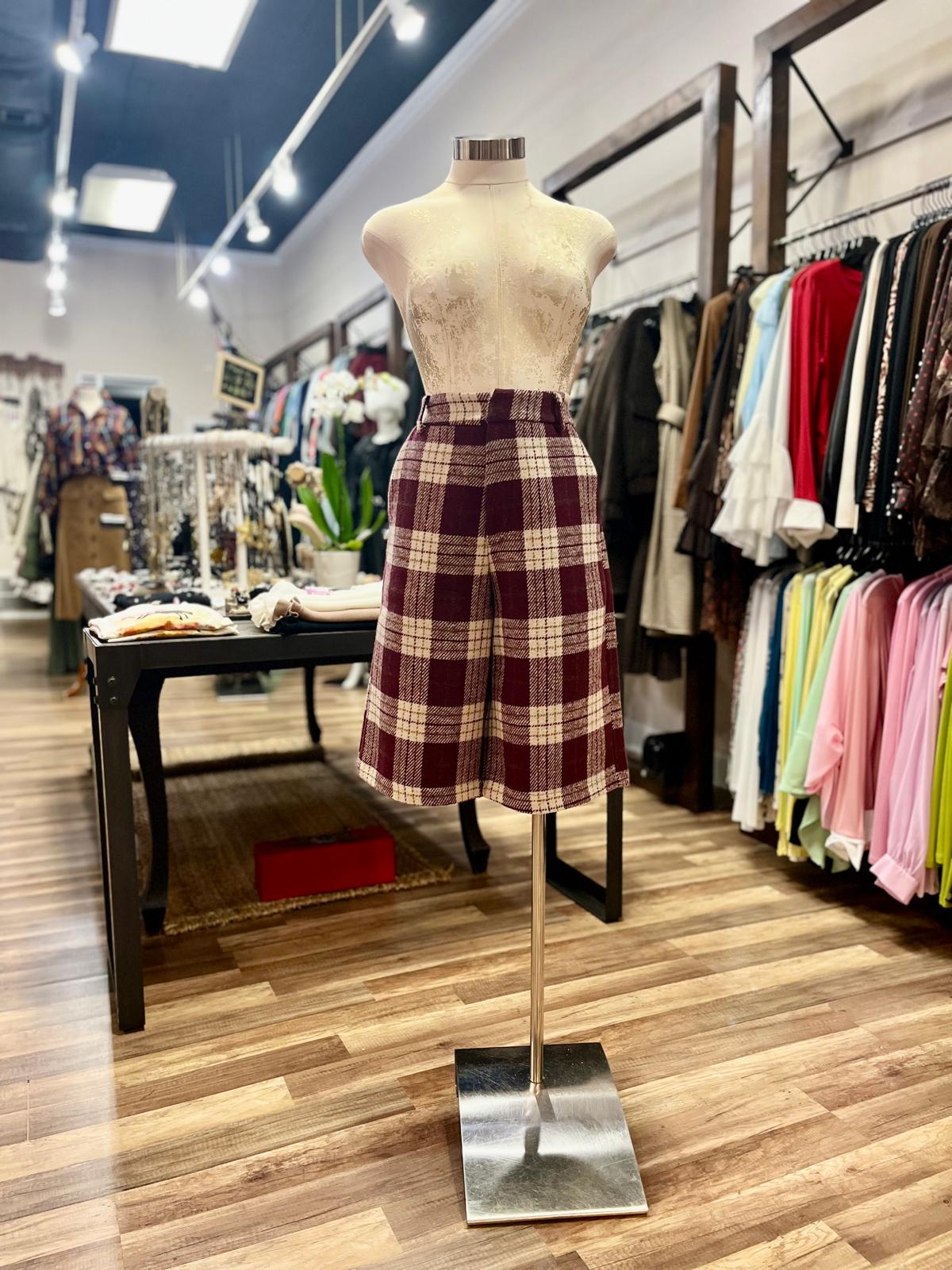 High-Waisted Plaid Culottes