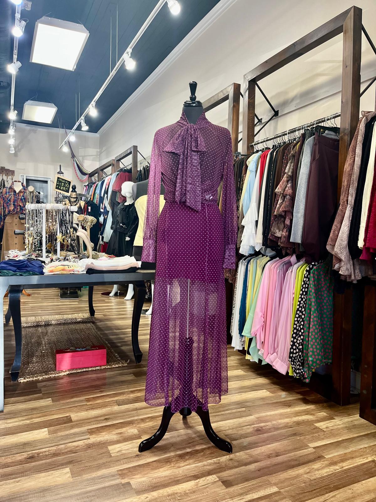 Polka Dot Blouse & Midi Skirt Set